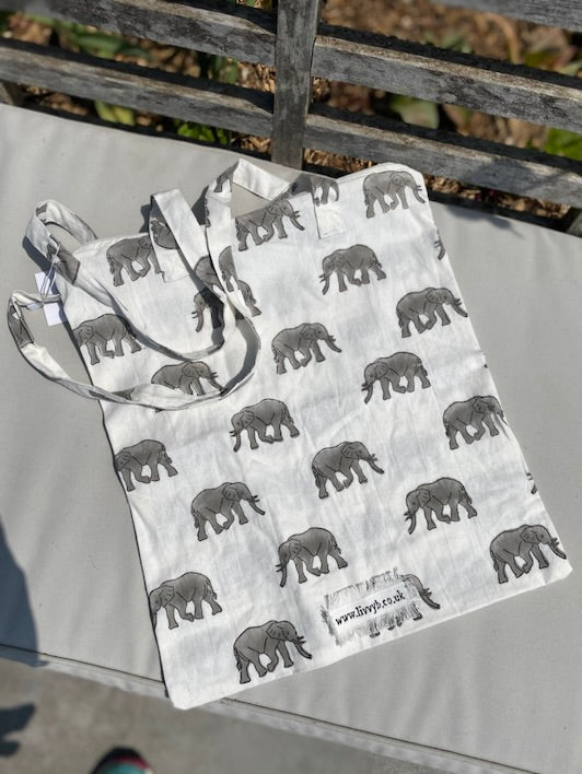 Elephant Zipped Tote Bag