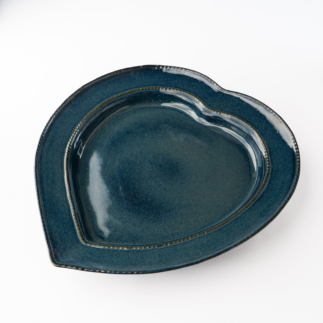Bleu Abysse Fondant Heart Shaped Plate 45cm