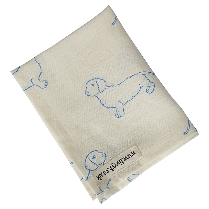 Dachshund Linen Tea Towel (blue)