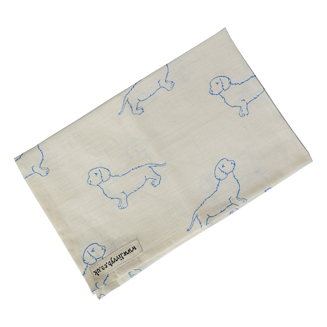 Dachshund Linen Tea Towel (blue)