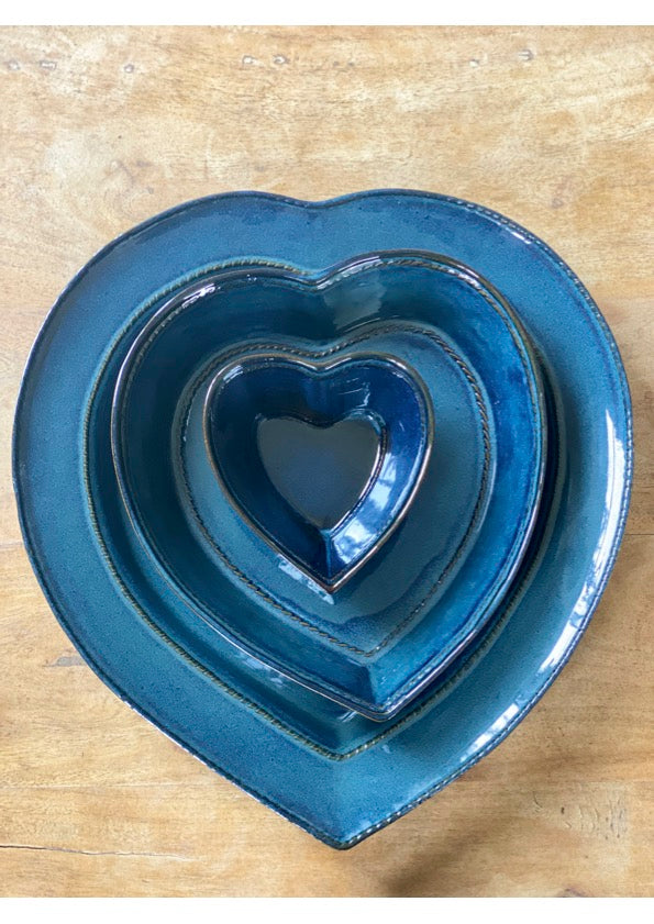 Bleu Abysse Heart Shaped Dish 16cm