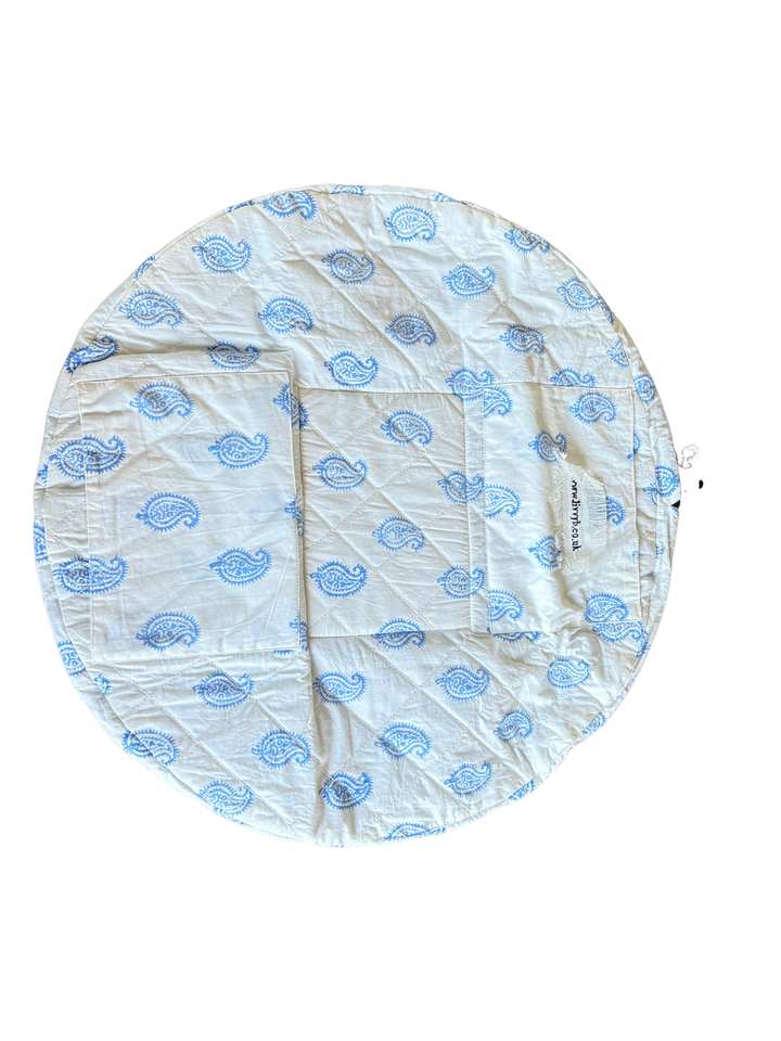 Paisley Lay Flat Makeup Bag (Blue)