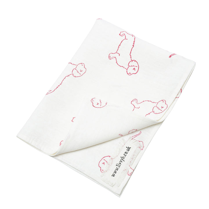 Dachshund Linen Tea Towel (Pink)