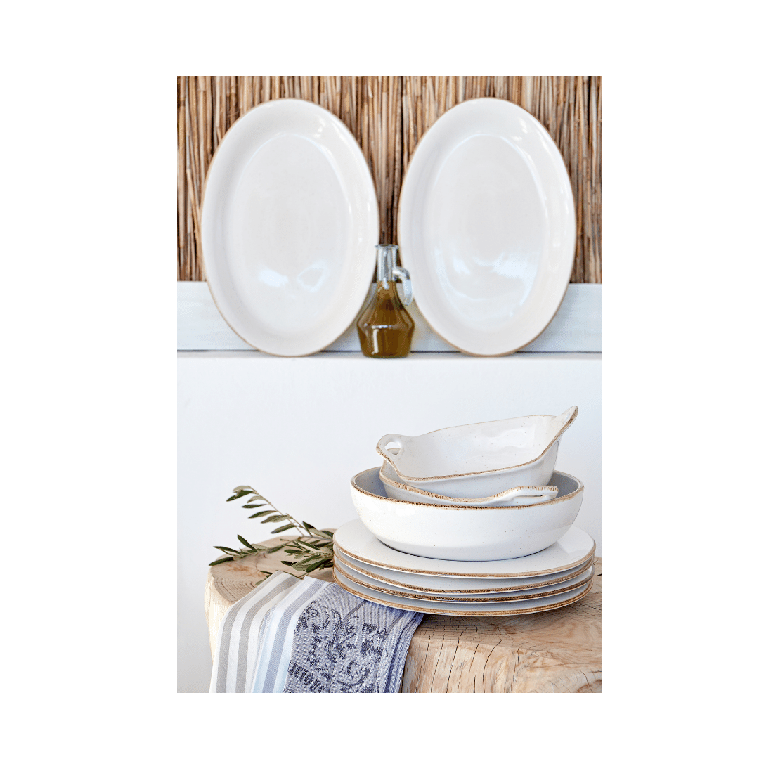 Sardegna White Oval Baker with Handles