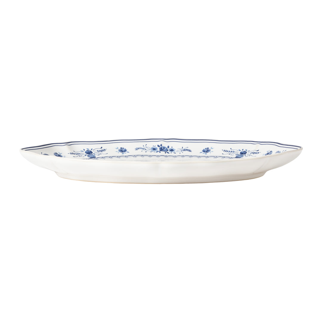 Vila White/blue Oval Platter 32cm