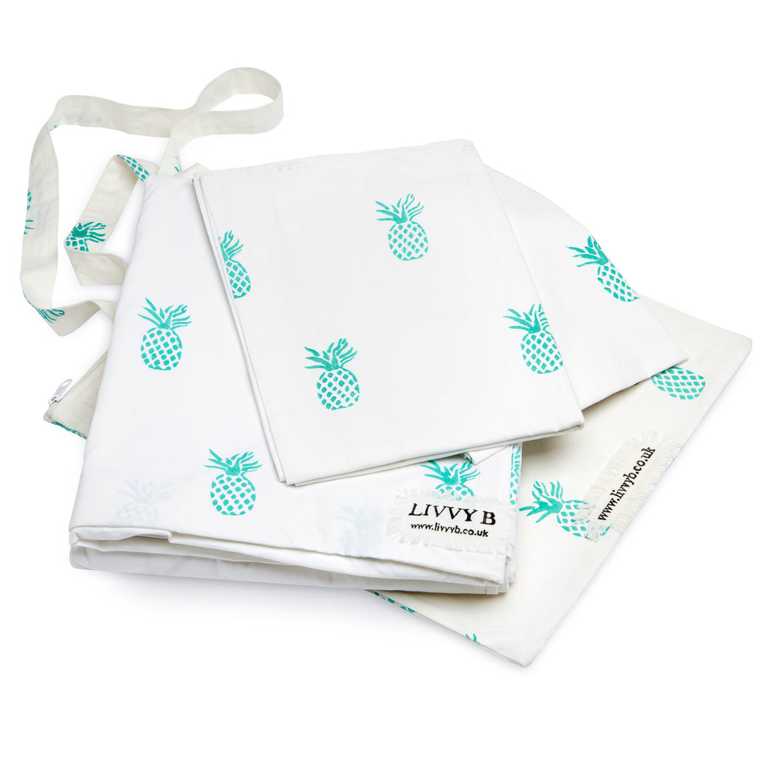 Pineapple Bedding Set (Aqua)