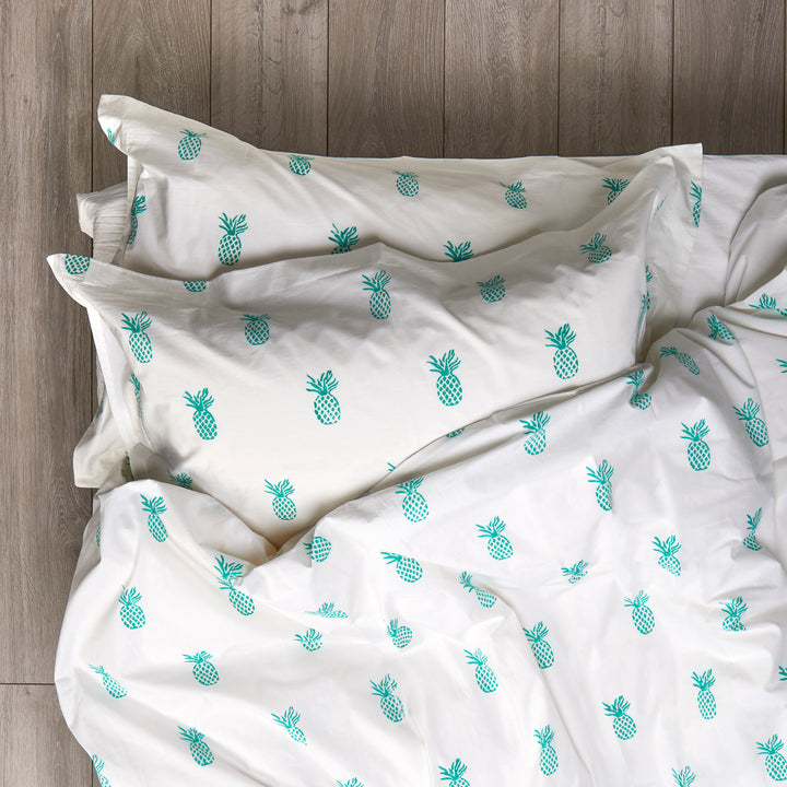 aqua pineapple duvet cover set