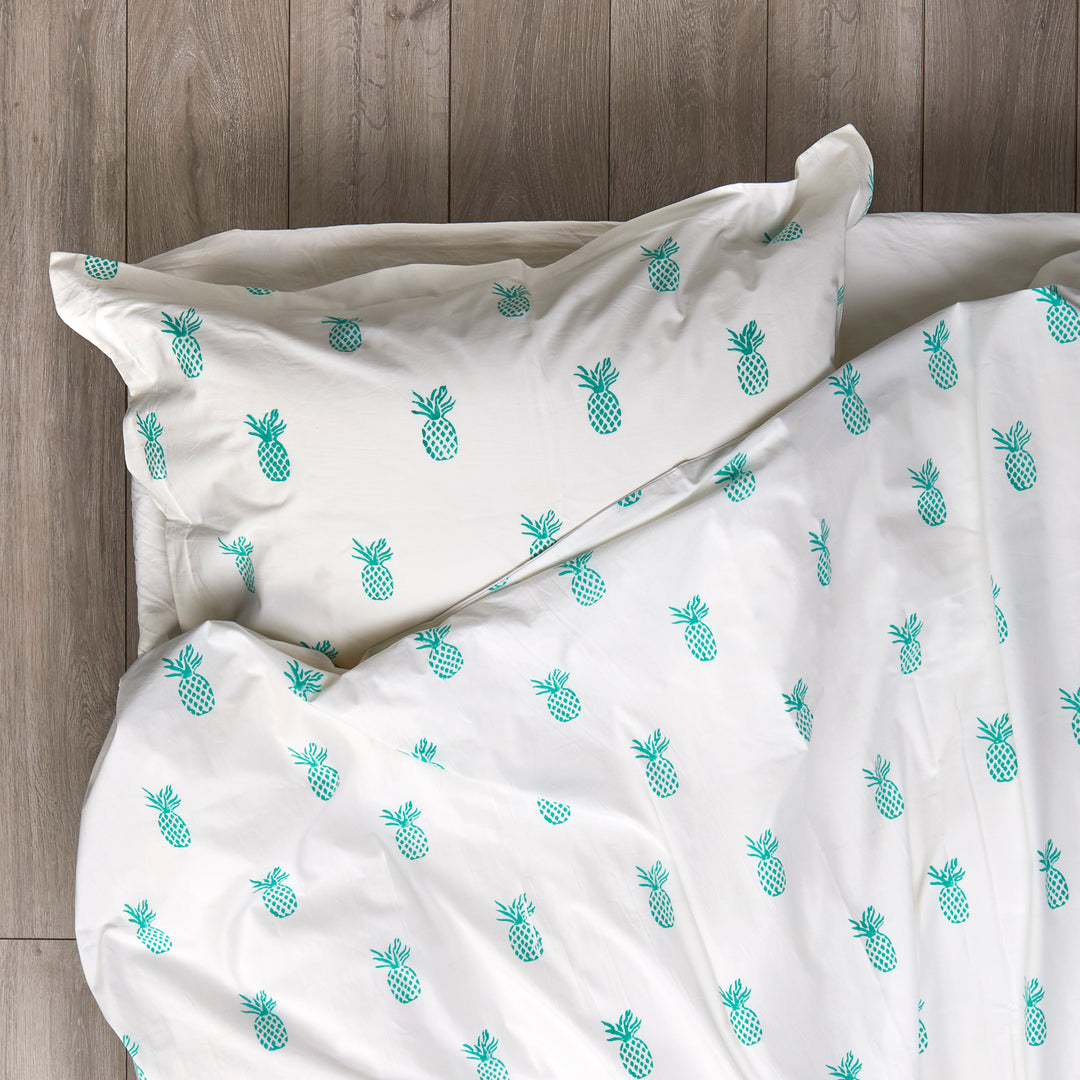 Aqua pineapple duvet set