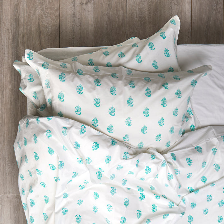 Aqua Paisely duvet cover set