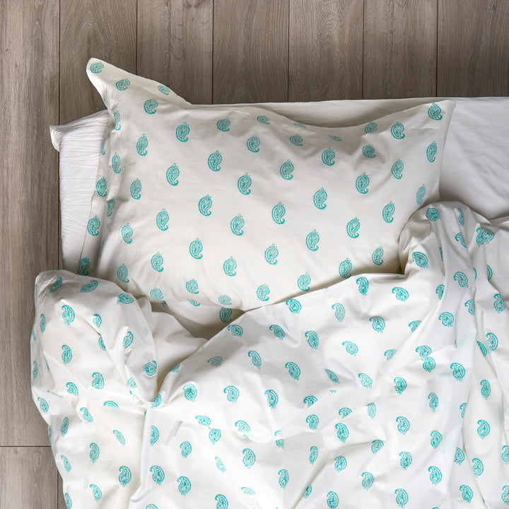 Aqua paisley duvet cover set