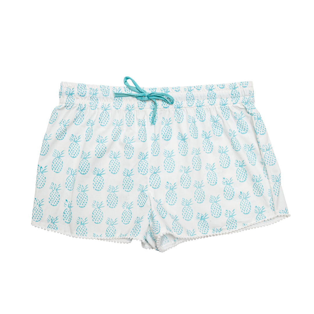 Pineapple Bed Shorts (Turquoise)