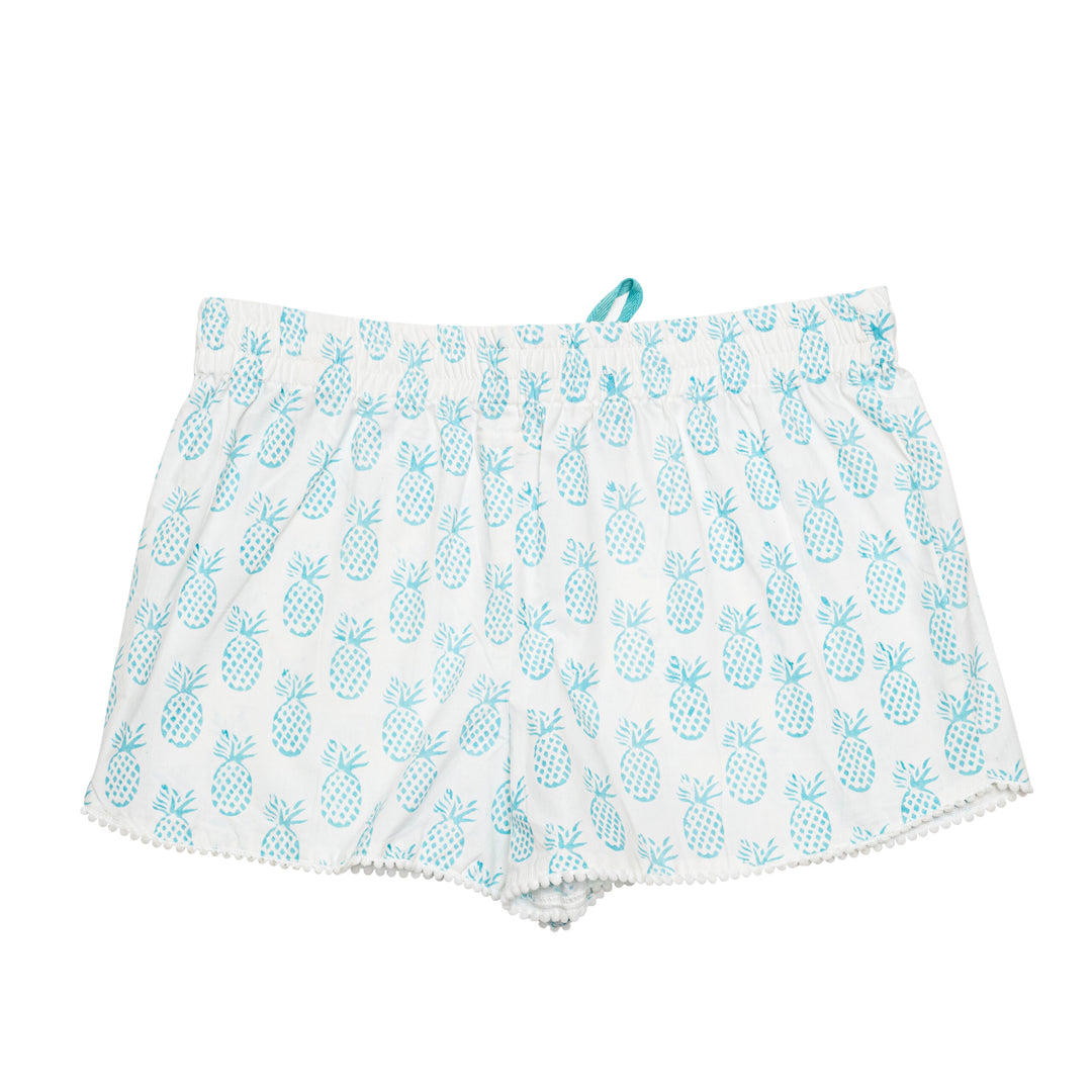Pineapple Bed Shorts (Turquoise)