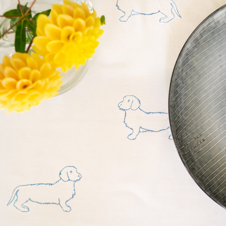 Dachshund Tablecloth (Blue)