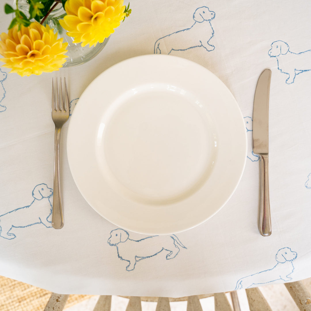 Dachshund Tablecloth (Blue)